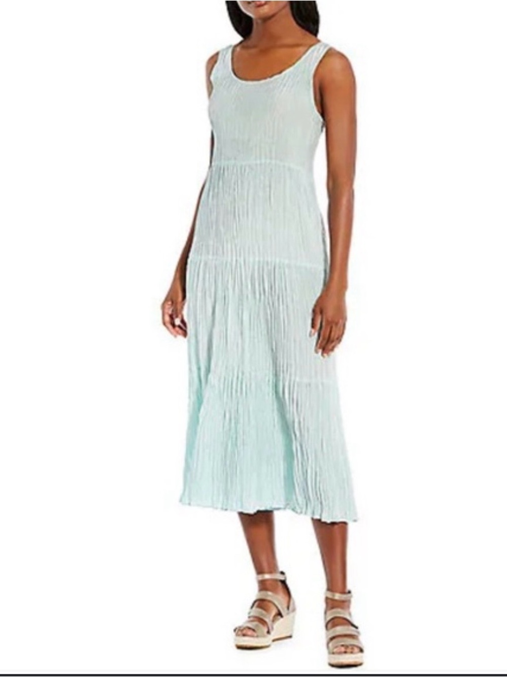 Eileen Fisher Mint Green Sleeveless Tiered Midi Dress XS - Picture 4 of 10